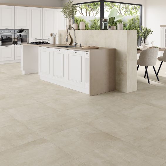 Carrelage sol effet béton Origine crème 60x60 cm