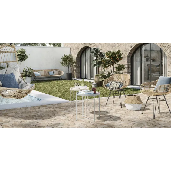 Carrelage sol extérieur effet pierre Jura beige R11 44x66 cm