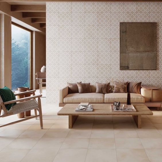 Carrelage sol et mur traditionnel Ansouis décor beige 33x33 cm