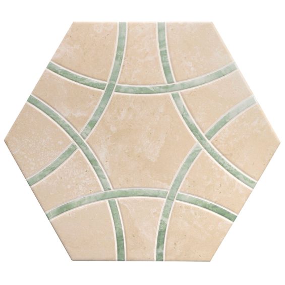 Carrelage sol hexagonal Pollença jungle 28.5x33 cm