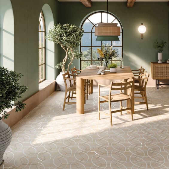 Carrelage sol hexagonal Pollença beige 28.5x33 cm