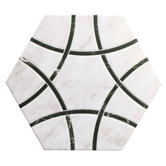 Carrelage sol hexagonal Pollença noir 28.5x33 cm