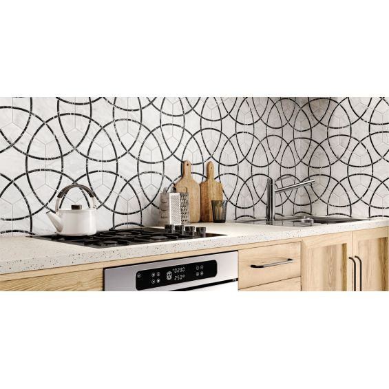 Carrelage sol hexagonal Pollença noir 28.5x33 cm