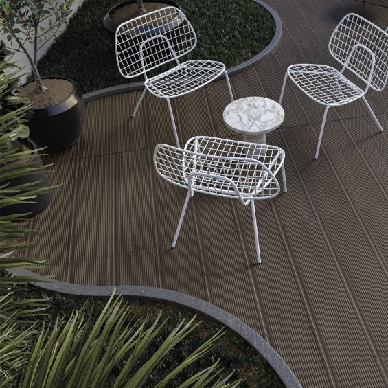 Carrelage sol extérieur effet bois Oulanka marron R11 22.5x90 cm