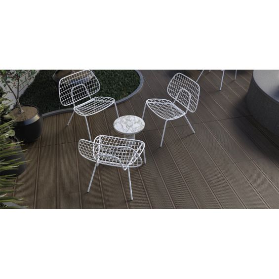 Carrelage sol extérieur effet bois Oulanka marron R11 22.5x90 cm