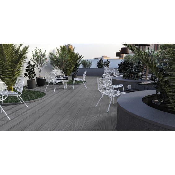  Carrelage sol extérieur effet bois Oulanka gris R11 22.5x90 cm
