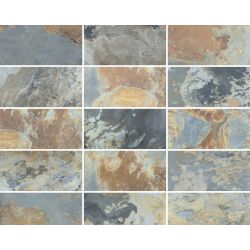 Carrelage sol extérieur effet pierre de bali Derawan multicolor R11 31x62 cm