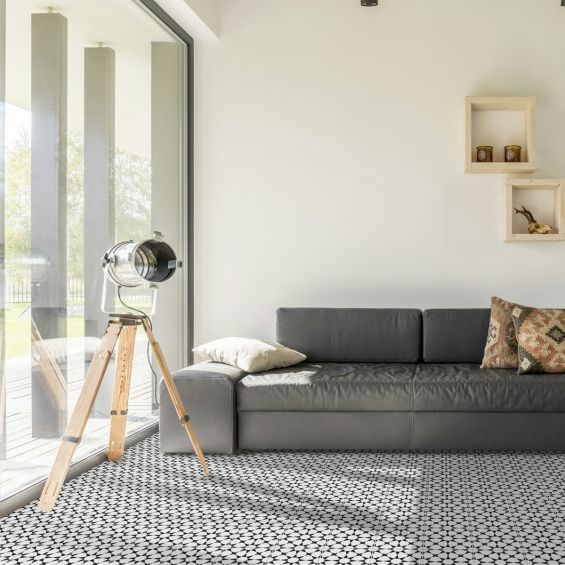 Carrelage sol effet carreaux de ciment Classico prisma white 20x20 cm