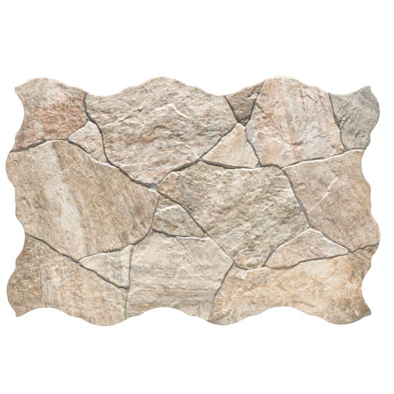 Lot de 3.5 m2 Carrelage sol extérieur effet pierre Jura beige R11 44x66 cm