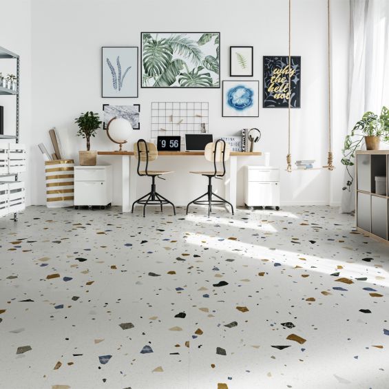 Carrelage effet Terrazzo Confetti Blanc 60x60 cm