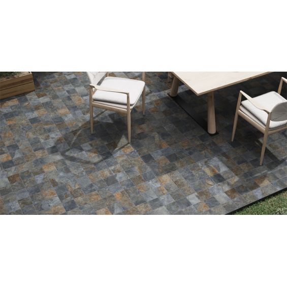 Carrelage sol extérieur effet pierre Carlit rouille R11 60x60 cm