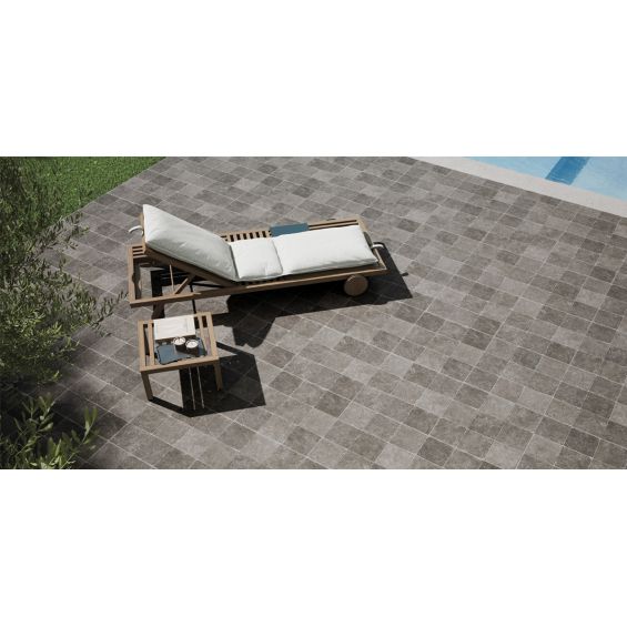 Carrelage sol extérieur effet pierre Carlit gris R11 60x60 cm