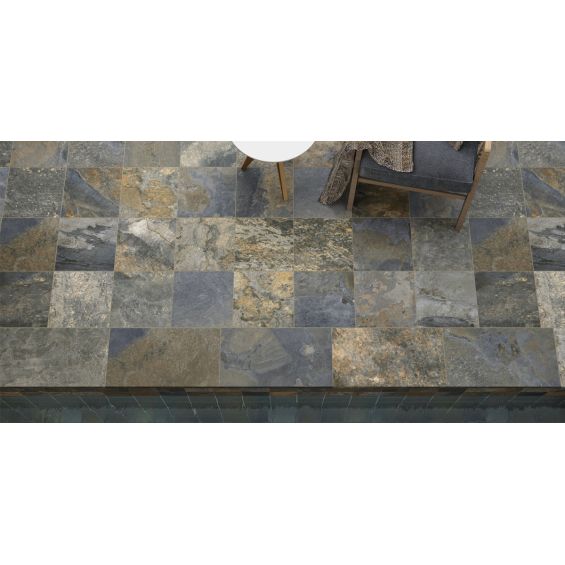 Dalle extérieur effet pierre Krabi 2.0 bleu R11 60x120 cm