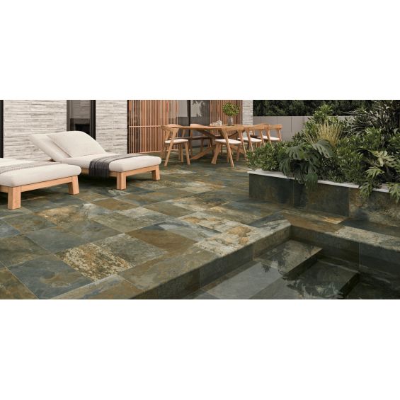 Dalle extérieur effet pierre Krabi 2.0 vert R11 60x60 cm