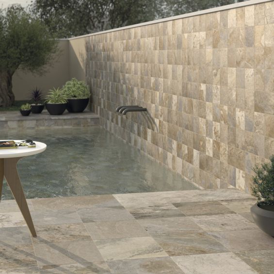 Dalle extérieur effet pierre Krabi 2.0 beige R11 60x60 cm