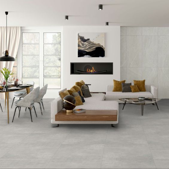 Carrelage sol effet béton Origine perle 60x60 cm