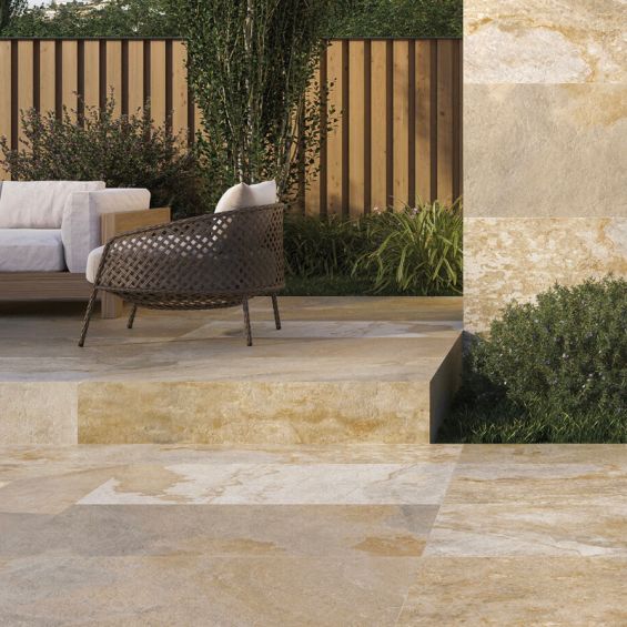 Carrelage sol extérieur effet pierre de bali Krabi beige R11 30x60 cm