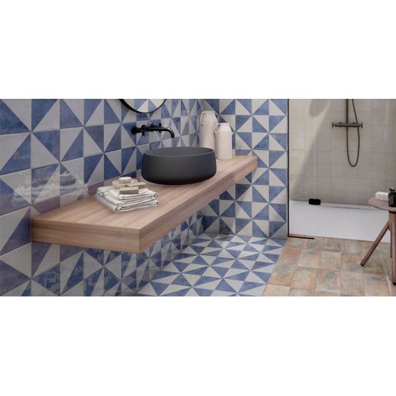 Carrelage sol effet carreaux de ciment Mura Tetuan azur 15x15 cm
