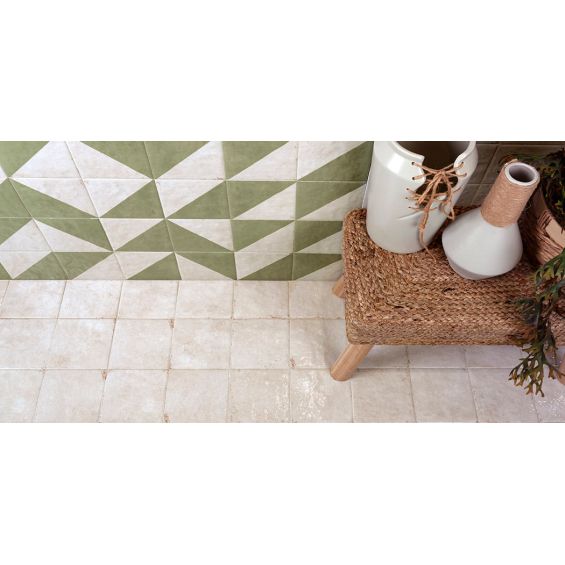Carrelage sol effet carreaux de ciment Mura White 15x15 cm