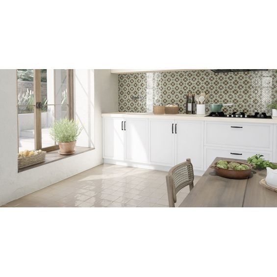 Carrelage sol effet carreaux de ciment Mura White 15x15 cm