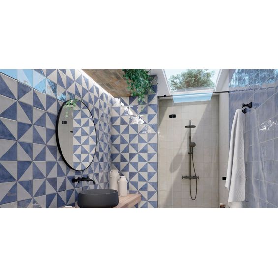Carrelage sol effet carreaux de ciment Mura Azur 15x15 cm