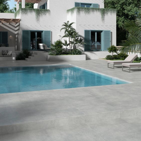 Carrelage sol extérieur moderne Béton gris R11 6060 cm