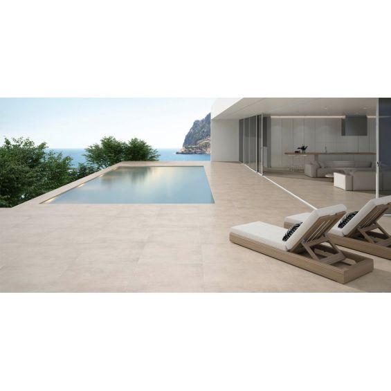 Carrelage sol extérieur moderne Béton marfil R11 6060 cm