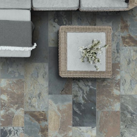 Carrelage sol extérieur effet pierre de bali Derawan multicolor R11 31x62 cm