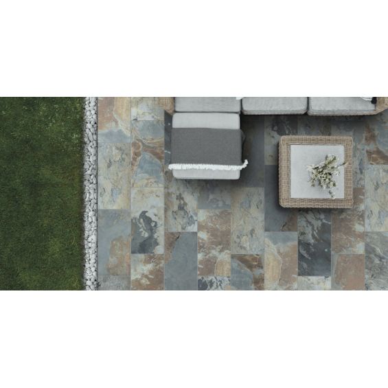 Carrelage sol extérieur effet pierre de bali Derawan multicolor R11 31x62 cm