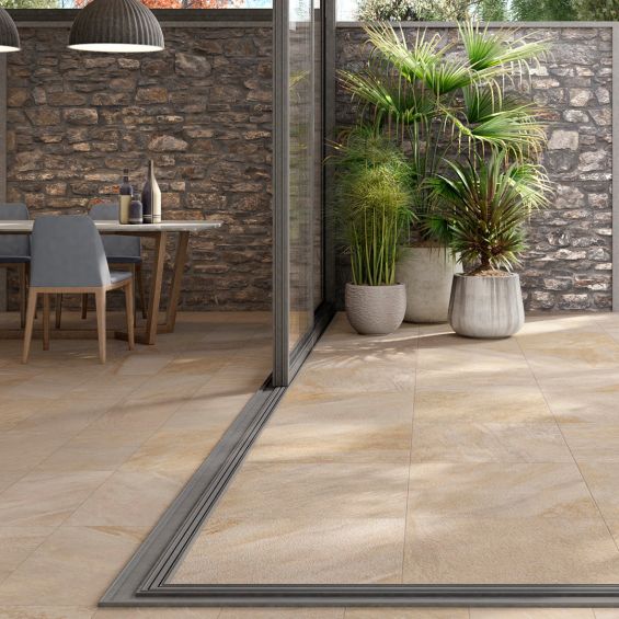 Dalle extérieur effet pierre Hook Beige R11 60x120 cm