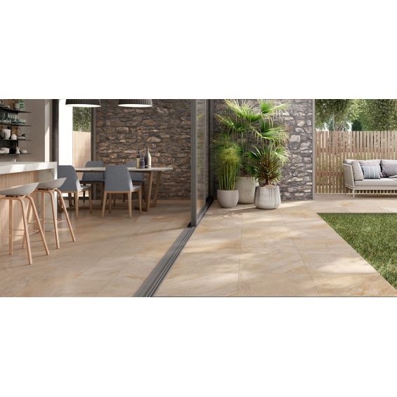 Dalle extérieur effet pierre Hook Beige R11 60x120 cm
