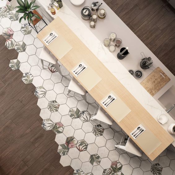 Carrelage sol et mur hexagonal Jungle decors aruba blanco 2327 cm