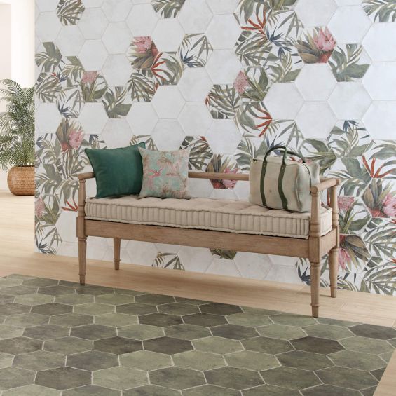 Carrelage sol et mur hexagonal Jungle blanco 2327 cm