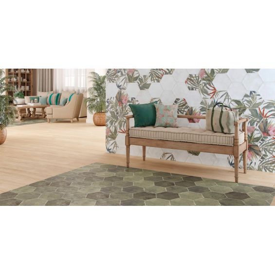 Carrelage sol et mur hexagonal Jungle esmeralda 2327 cm