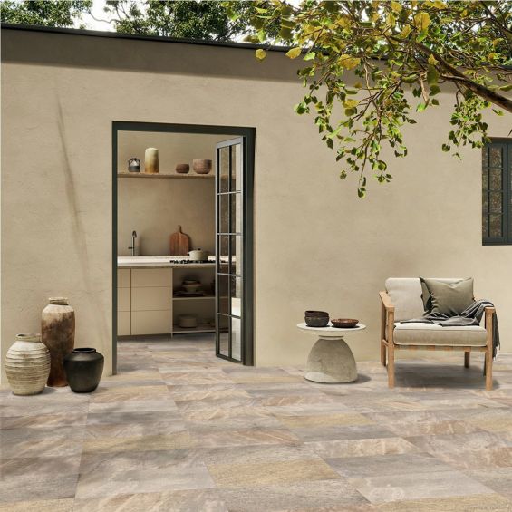 Carrelage sol extérieur effet pierre de bali Derawan Beige R11 31x62 cm
