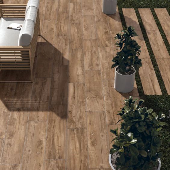 Dalle extérieur effet boisSequoia 2.0 oak R11 30x120 cm