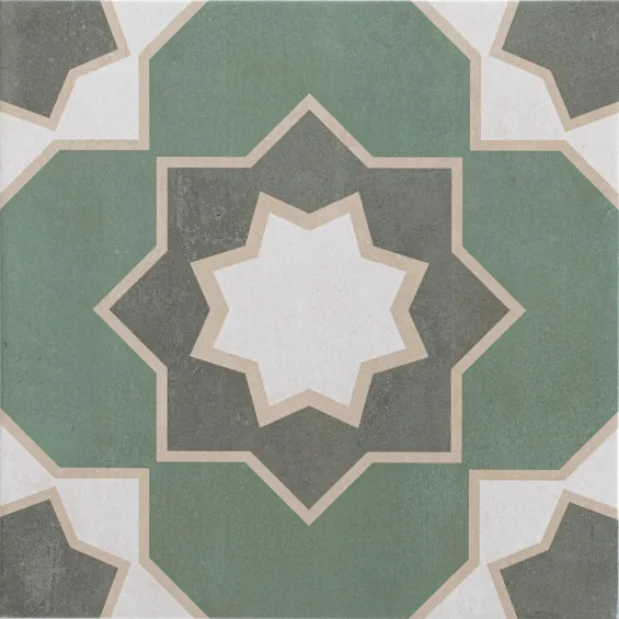 Carrelage sol effet carreaux de ciment Sligo olive 33x33 cm
