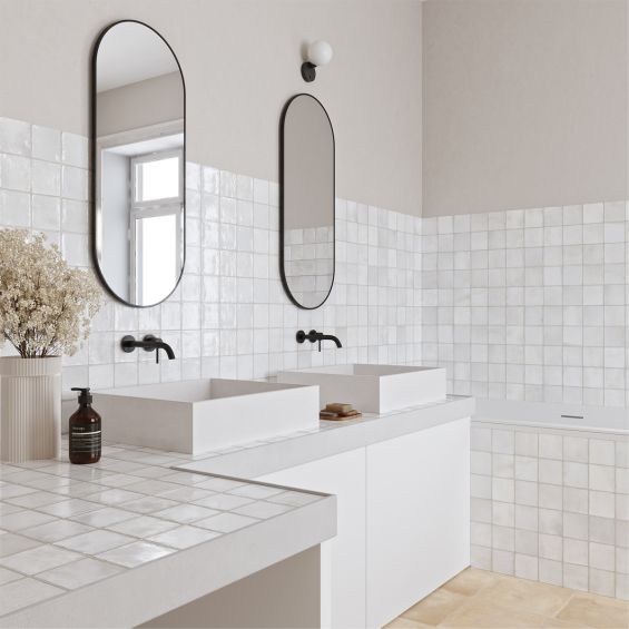 Carrelage mur effet zellige Abanilla blanc grisé 32x62,5 cm