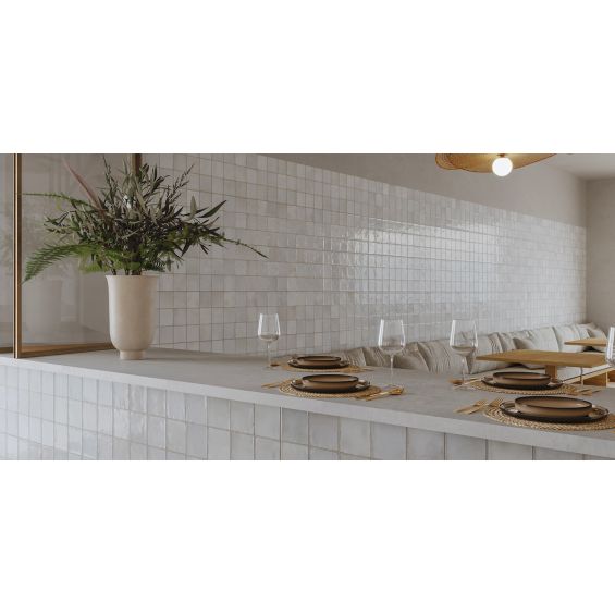 Carrelage mur effet zellige Abanilla blanc grisé 32x62,5 cm