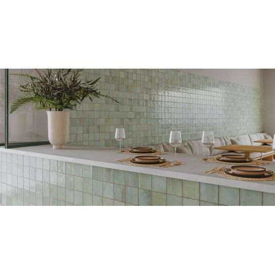 Carrelage mur effet zellige Abanilla turquoise 32x62,5 cm