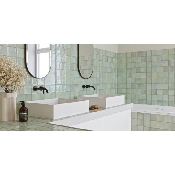 Carrelage mur effet zellige Abanilla turquoise 32x62,5 cm