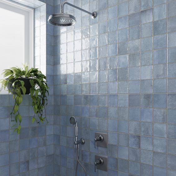 Carrelage mur effet zellige Abanilla bleu océan 32x62,5 cm