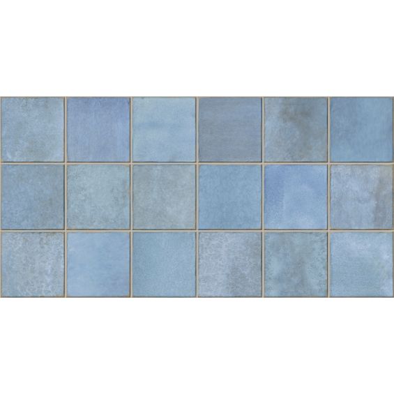 Carrelage mur effet zellige Abanilla bleu océan 32x62,5 cm