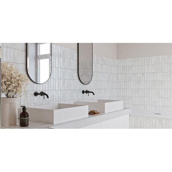  Carrelage mur effet zellige Zahara blanc grisé 32x62,5 cm
