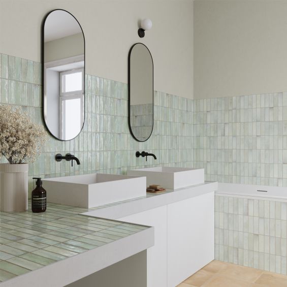 Carrelage mur effet zellige Zahara turquoise 32x62,5 cm