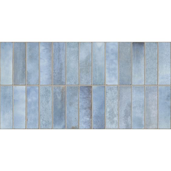 Carrelage mur effet zellige Zahara bleu 32x62,5 cm