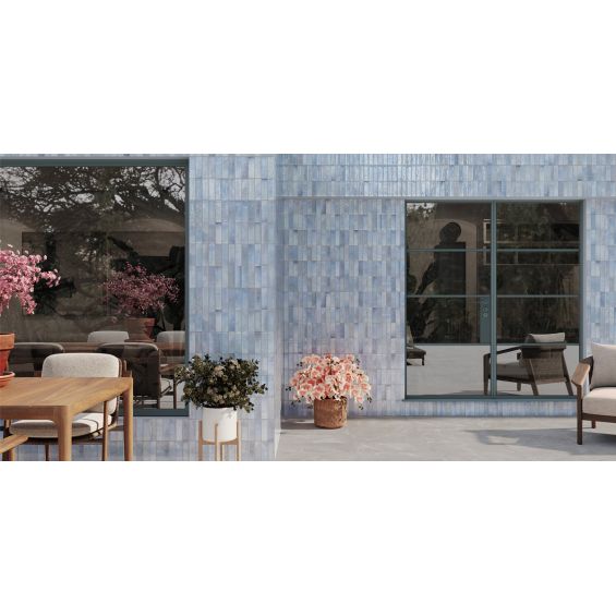 Carrelage mur effet zellige Zahara bleu 32x62,5 cm