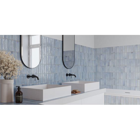 Carrelage mur effet zellige Zahara bleu 32x62,5 cm