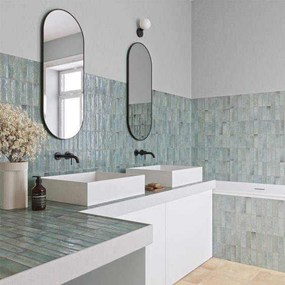 Carrelage mur effet zellige Zahara vert 32x62,5 cm
