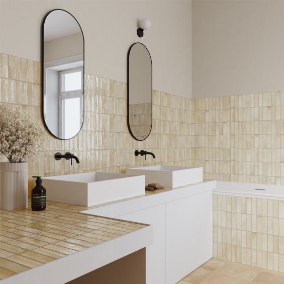 Carrelage mur effet zellige Zahara beige 32x62,5 cm
